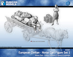 284087 European Civilians Horse Cart Figure Set 1- Pewter