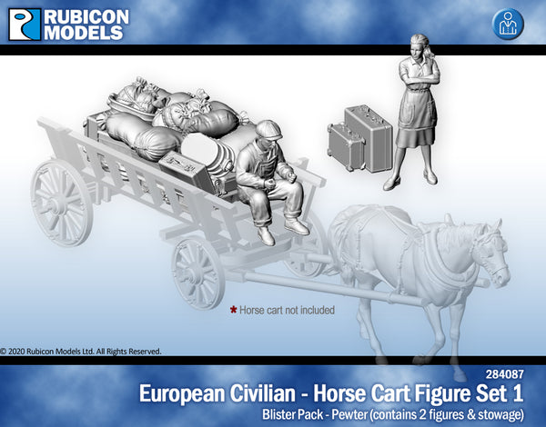 284087 European Civilians Horse Cart Figure Set 1- Pewter