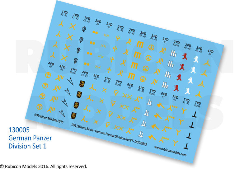 ~130005 German Panzer Division Set 1 Decal Sheet – Rubicon Models USA