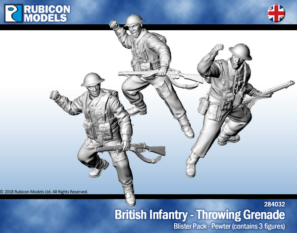 284032 British Infantry Throwing Grenade- Pewter