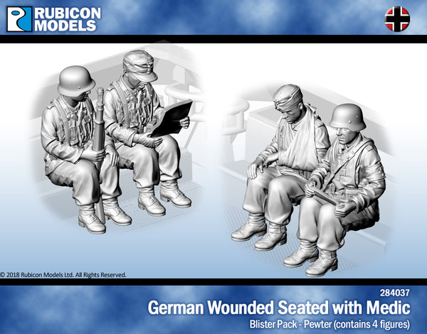 284037 German Wounded Seated with Medic- Pewter