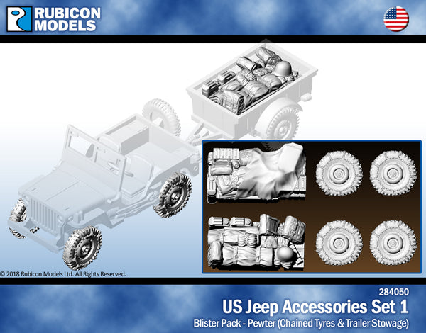 284050 US Jeep Accessories Set 1: Chained Tires & Trailer Stowage- Pewter
