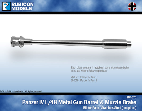 284075 L/48 Gun Barrel with Muzzle Brake for the Panzer IV Ausf H and Ausf J- Steel